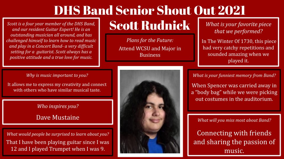 Next Up: Our resident DHS Guitar Hero, Band Member Scott Rudnick!