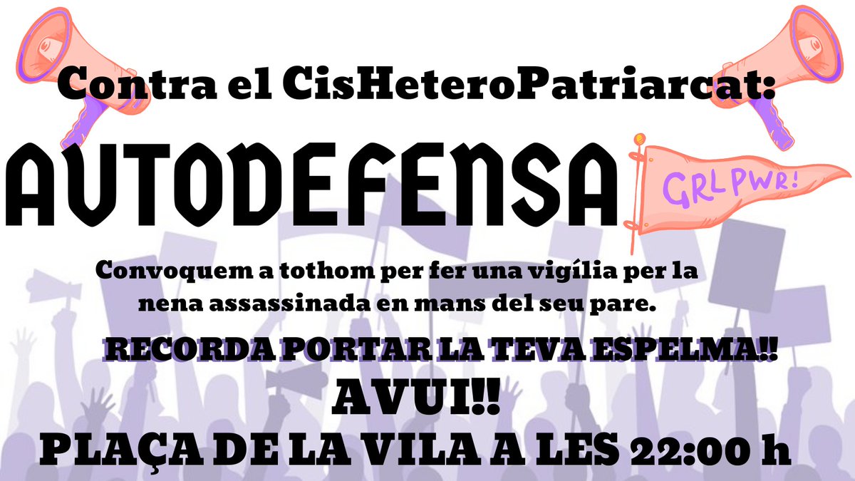 A Sant Adrià no tolerem la violència masclista*
Les ciutadanes del Pla de Besòs ens plantem enfront la barbàrie que pateixen les dones dia a dia.
Convoquem a tothom per fer una vigília per la nena assassinada en mans del seu pare.

📌Plaça de la Vila
🕐22h

Porta la teva espelma!