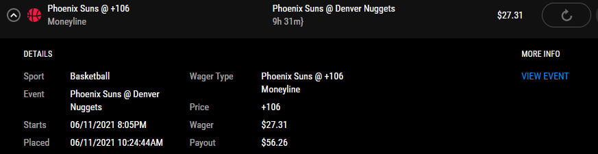 HedgePerfect's tweet image. 🚨🚨#hedgebull alert🚨🚨 #WilliamHill with their daily Super Boosts, this time for @nuggets vs @Suns game.  Should be a depressing game but win a little money on it. #hedgeperfect #PointsBet