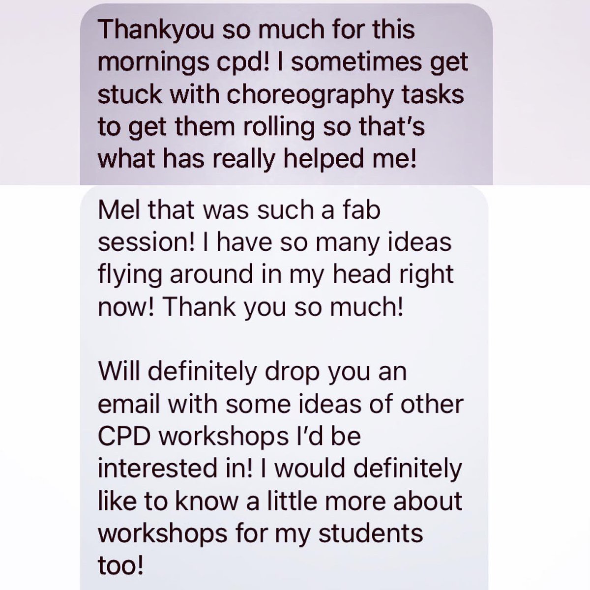 MelSimpsonDance's tweet photo. 🥰fab feedback! from my online CPD Sessions!! 💪
I love inspiring and empowering dance teachers! #rippleeffect ♥️
#dancecpd #dancecpdprovider #onlinecpd #teachingteachers #helpandsupport #inspirelearning #melsimpsondance #gcsedance #btecdance #aleveldance #ks3dance #edutwitter https://t.co/cplUxL37Vt
