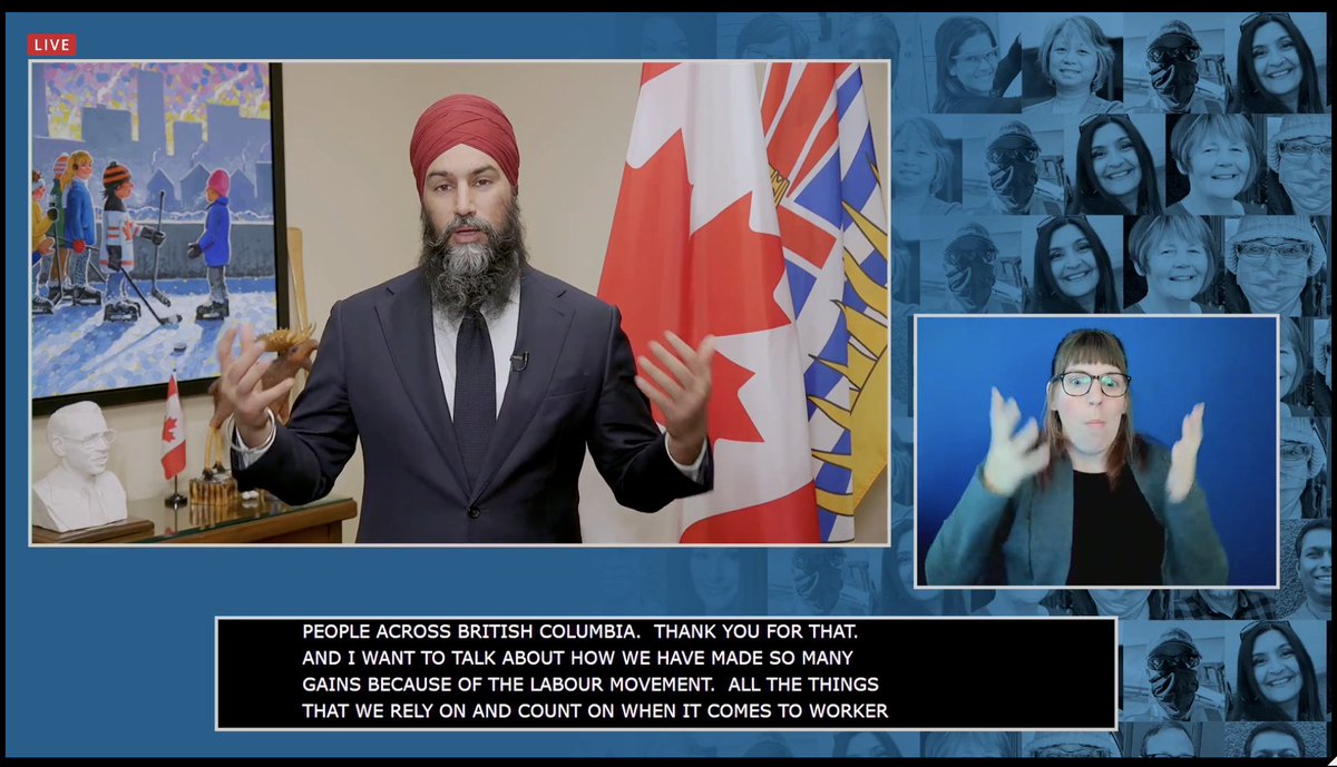 Special guest speaker <a href="/theJagmeetSingh/">Jagmeet Singh</a> gives big shout-outs to #BCGEU21!
He tells delegates: "Thank you for everything you do. Each and every one of you works to make life better for people across British Columbia."
Thank you Jagmeet! 👏
<a href="/bcgeu/">BCGEU</a> #bclab