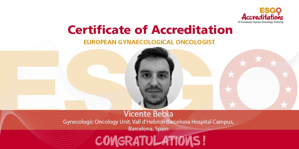 🎉 #YoungGynaeOncoWasBorn

Congratulations Dr. Vicente Bebia 🇪🇸 wishing you all the best in your future endeavors 👏  

#ENYGOcareer  
<a href="/ESGO_society/">ESGO</a>