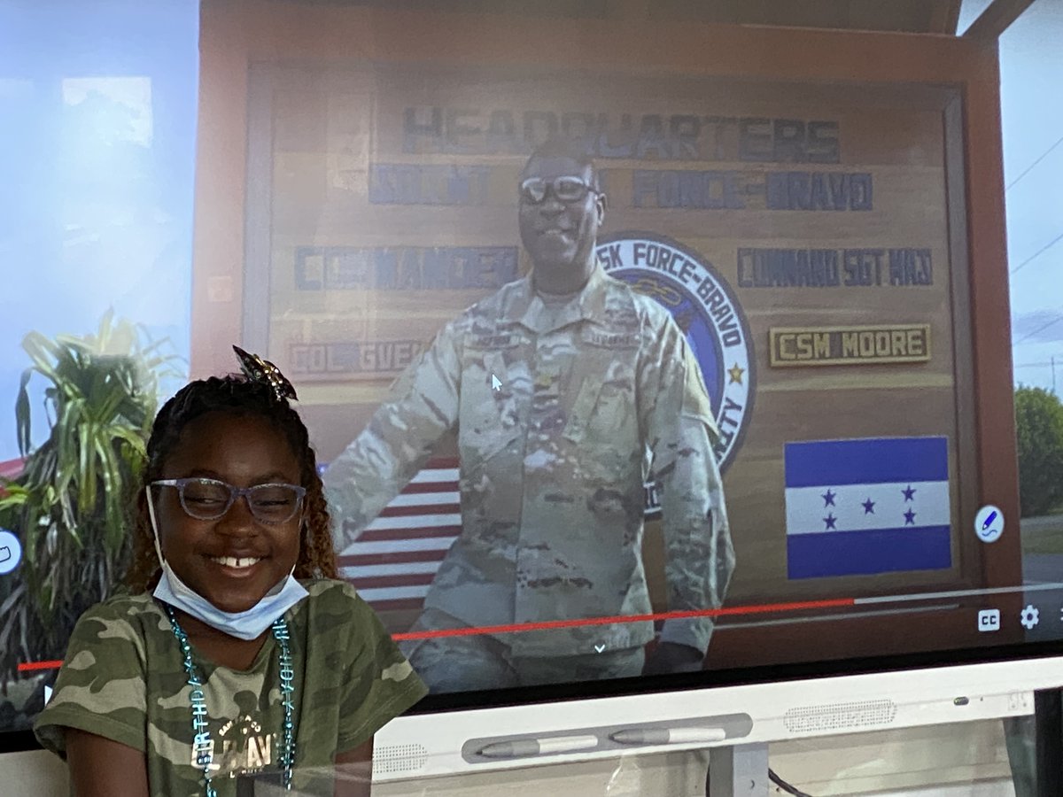 CSMrsSeaman1's tweet photo. Our class enjoyed a very special birthday video message- Thank you for your service! @WheelerAvenue https://t.co/2hfRuXx6rf