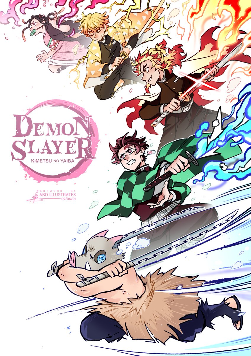 ⚔️ Finished artwork from yesterday's #DemonSlayer speedpaint! ⚔️ (Plus some detail close-ups 👀 Super happy with how this one turned out!)

Check out the full speedpaint video here: https://t.co/zEwn423edt 
