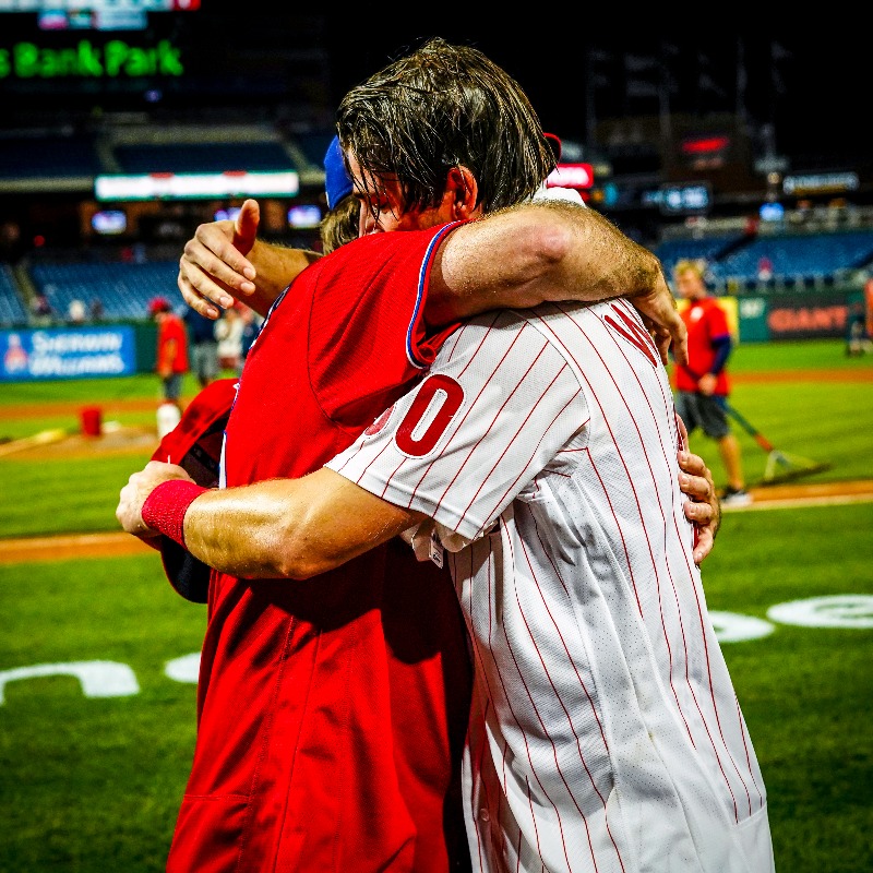 Phillies's tweet photo. “It’s every dad’s dream come true, right?”

@lukewilliams012 has enjoyed a special week. With last-minute flights from around the country, his family has been with him every step of the way.