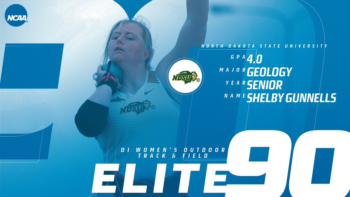 NDSUTrackField's tweet photo. That’s a STUDENT-ATHLETE sweep! 

The Bison bring home both NCAA Elite 90 Awards from the NCAA Championships. 

Only 2️⃣ in the nation … and they’re both Bison. https://t.co/rYNwmZPZtQ