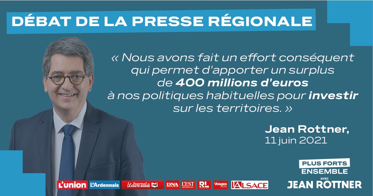 #LT "Nous avons fait un effort conséquent qui permet d'apporter un surplus de 400 millions d'euros à nos politiques habituelles pour investir sur les territoires." #PlusFortsEnsemble #débatpqr #régionales2021 #Rottner2021 #JevoteRottner