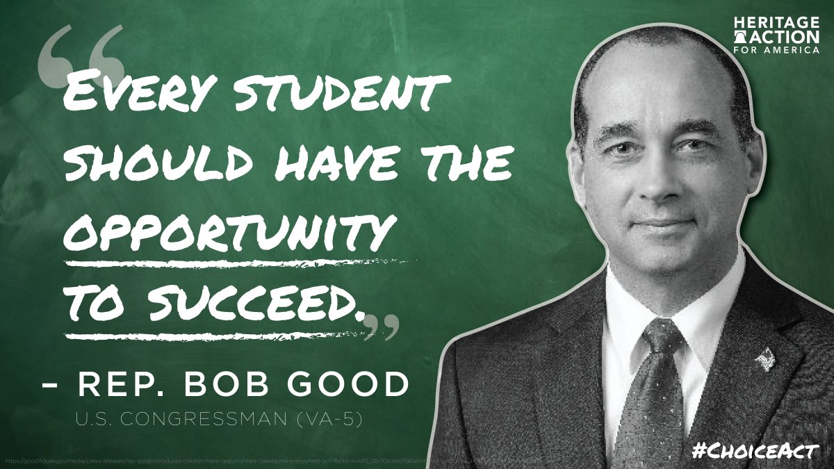Introduced in the House by <a href="/RepBobGood/">Bob Good</a>, The CHOICE Act provides parents and students the opportunity to take control of their own academic future rather than be forced into a one size fits all solution.
⬇️ ⬇️ ⬇️ 
good.house.gov/media/press-re…
