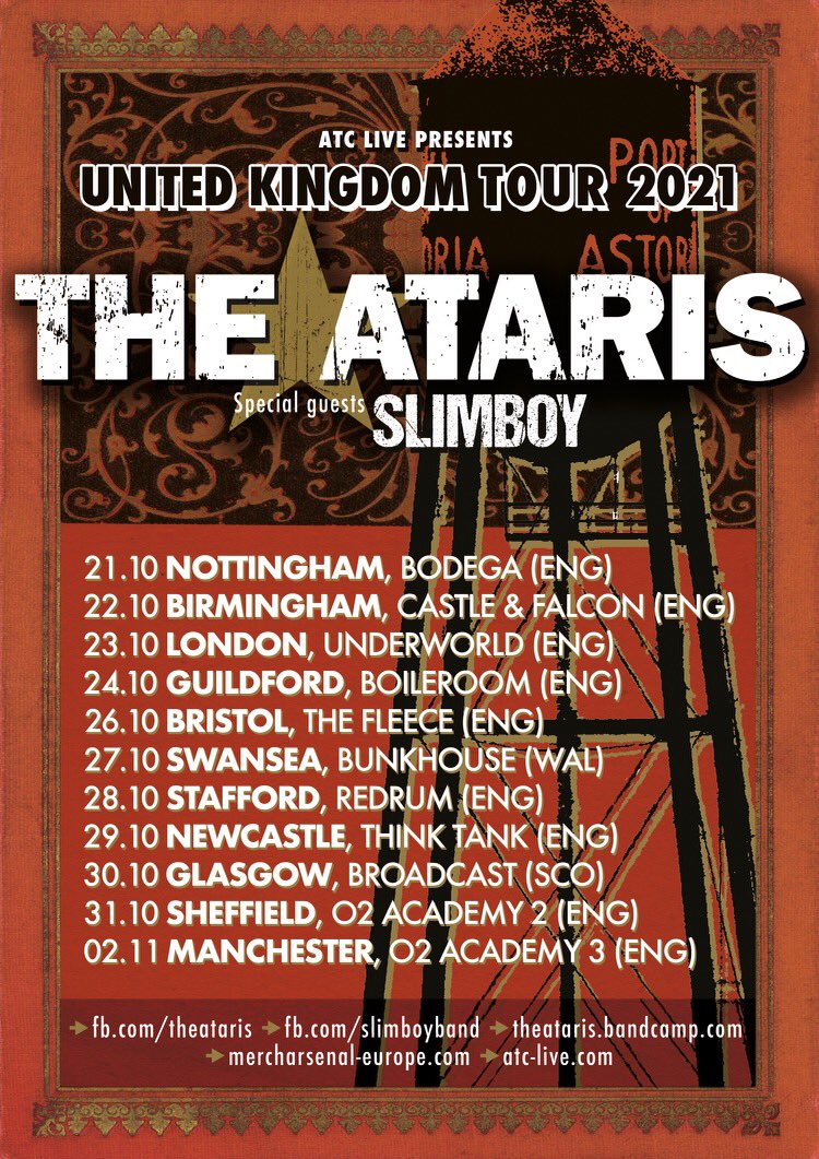 theataris's tweet photo. England, Scotland, Wales!!!
The time has finally come again.
See you in October 2021!
#TheAtaris #Tour #UKTour #BoysOfSummer #SoLongAstoria #England #Scotland #Wales #UnitedKingdom #ATCLive https://t.co/KkvzHmRzQp