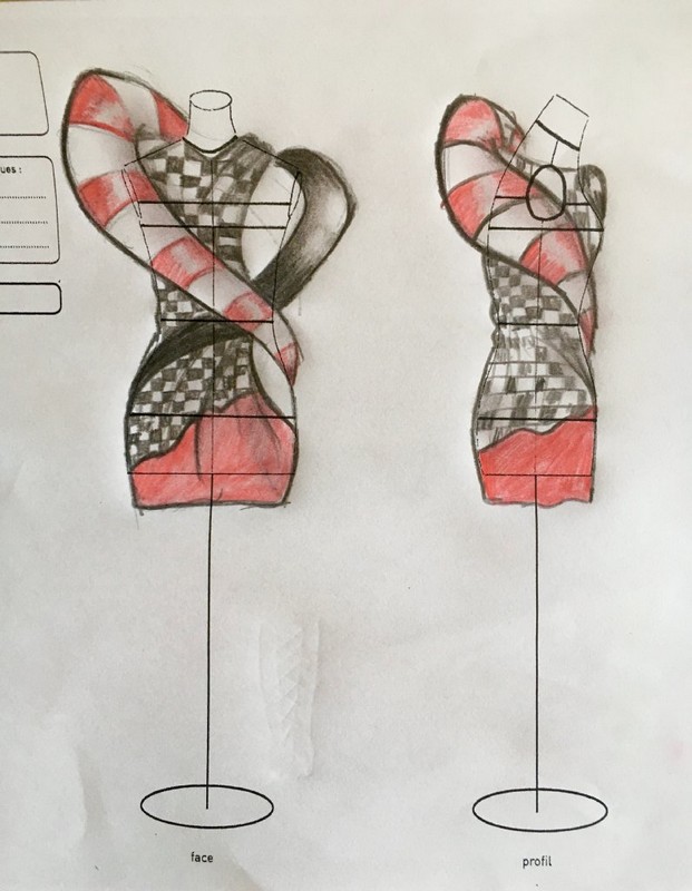 ClgPasteur's tweet photo. Aujourd'hui, séance de design de mode pour les élèves de 4e ! Yamina vous présente cette tenue, sortie tout droit de son imagination, qui s'intitule "Alice au pays des merveilles". Bravo pour les effets de volume et de drapé. https://t.co/ckVhMx2YN9