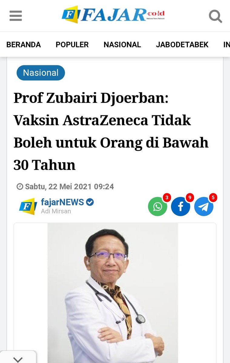 nankdjh's tweet photo. @ProfesorZubairi bukannya IDI tidak merekomendasikan vaksin AstraZeneca utk usia di bawah 30 tahun? Jadi boleh ikut ngantri gak  prof? https://t.co/YDmND1CoGh