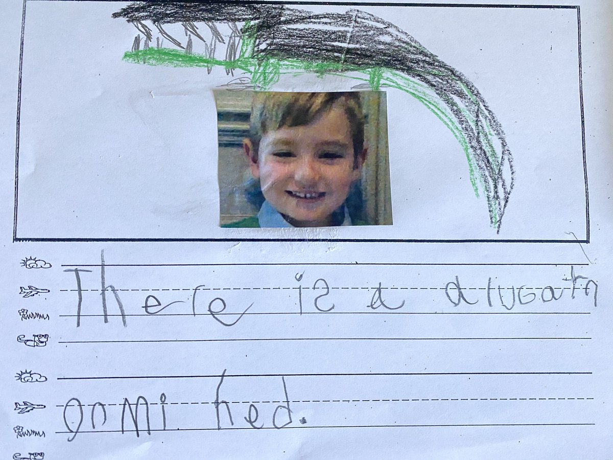 MrsnewellS's tweet photo. There is a 🐦 on your head! Today we read another #MoWillems #ElephantandPiggie book and imagined crazy things on our heads for Crazy Hair/Hat day 😂 I love their creativity 😍 @frps_sb #kindergarten https://t.co/VfFB7CLWg1