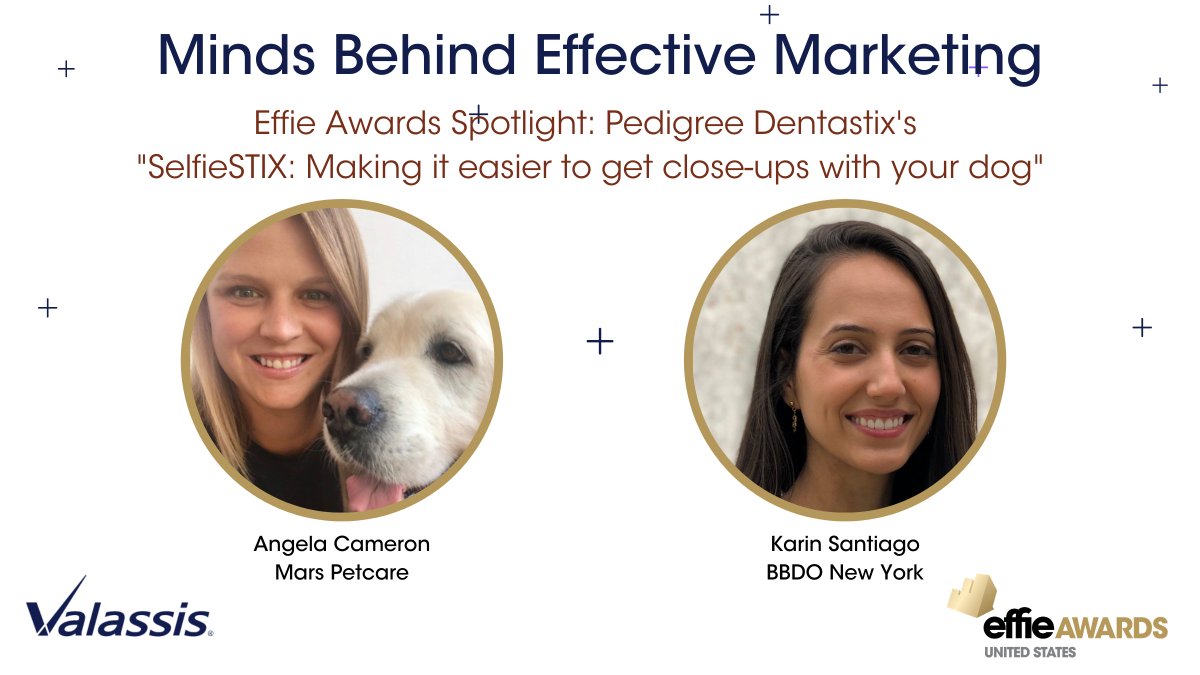 Effie_US's tweet photo. Minds Behind #Effective Marketing, presented by @Valassis: @MarsPetcare’s Angela Cameron & @BBDONY’s Karin Santiago discuss their Effie-winning work for @PedigreeUS’ #Dentastix & how they were able to help pet parents upgrade their selfies w/ #SelfieSTIX: https://t.co/4j1SM0J46h https://t.co/mrVvUqpH6e