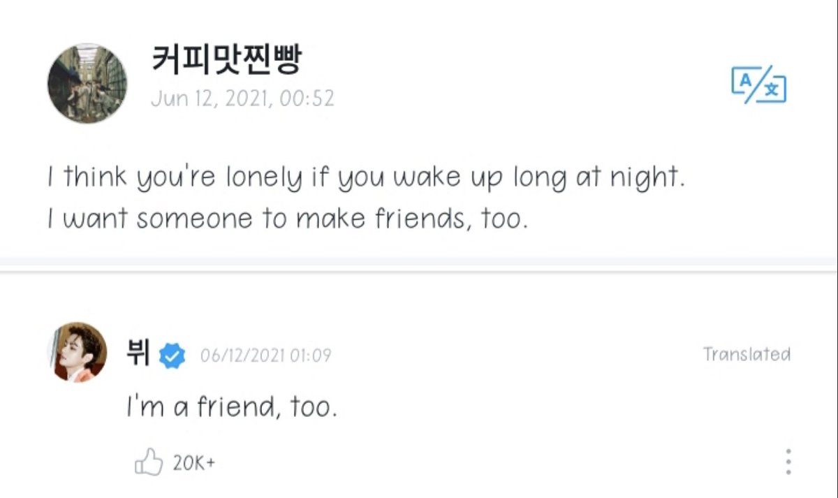 alegnacxz's tweet photo. so our taetae commented on a armys post, and it's so sweet that he truly a friend to us, we are bts best friends indeed..💜
#BTS
#Weverse 
#TAEHYUNG https://t.co/DPbcift0g2