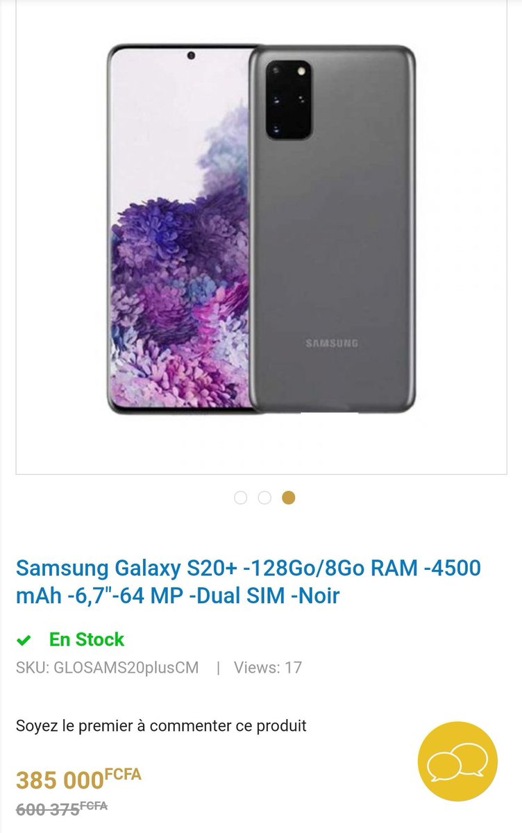 Snipsst's tweet image. Psssst!
Samsung Galaxy S20+ à -40% sur Glotelho
glotelho.cm/samsung-galaxy…