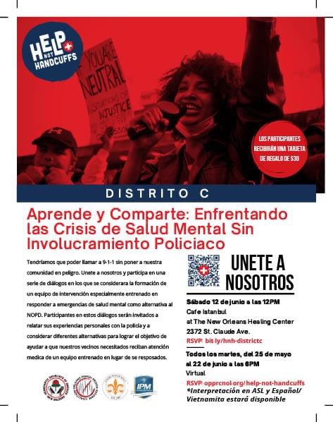 kristingpalmer's tweet image. As a community, we need better responses to mental health emergencies. We can’t arrest our way out of this crisis. #helpnothandcuffs 

Please join us 6/12 at 12pm @ the Healing Center. Thanks to @OPPRCNOLA, @NewOrleansDSA, @CourtWatchNOLA, and the IPM for organizing this series.