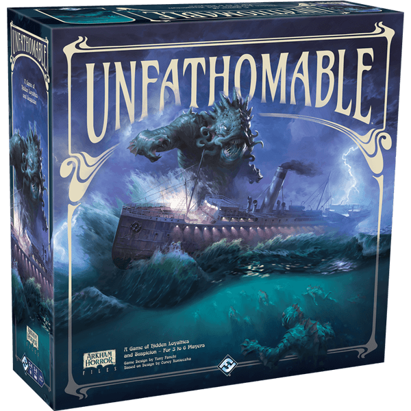BoardGameGuru's tweet photo. AVAILABLE TO PRE-ORDER NOW!
Unfathomable is the reimplementation of the Battlestar Galactica Board Game but set on board a cruise liner in the Cthulhu Mythos universe in 1913!

Unfathomable (3-6 players, ages 14+, 120-240+ minutes
by Fantasy Flight Games)
https://t.co/wXXH0tiGCe https://t.co/G1IyFlL2Sw