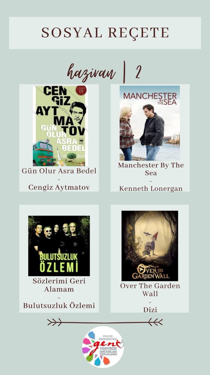 "Sosyal reçetemizde bu hafta"
📚🎬🎶📱