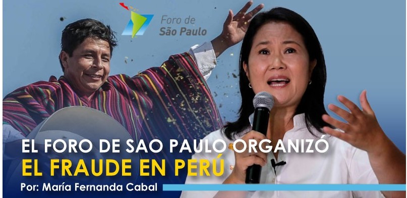 SENADORA COLOMBIANA DENUNCIA FRAUDE ELECTORAL DEL FORO DE SAO PAULO EN PERÚ
La senadora colombiana María Fernanda Cabal denunció este viernes q está en marcha un fraude electoral en el Perú, orquestado por el Foro de Sao Paulo, para favorecer al candidato comunista Pedro Castillo