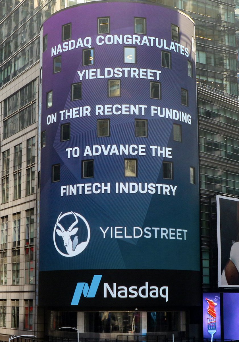 Big thank you to <a href="/Nasdaq/">Nasdaq</a> on our congratulatory message in Times Square this morning! Explore how we’re advancing fintech forward here: ow.ly/RXvM50F8wIZ 
#fintech #finance #invest #alts #income #innovate #innovation #investors