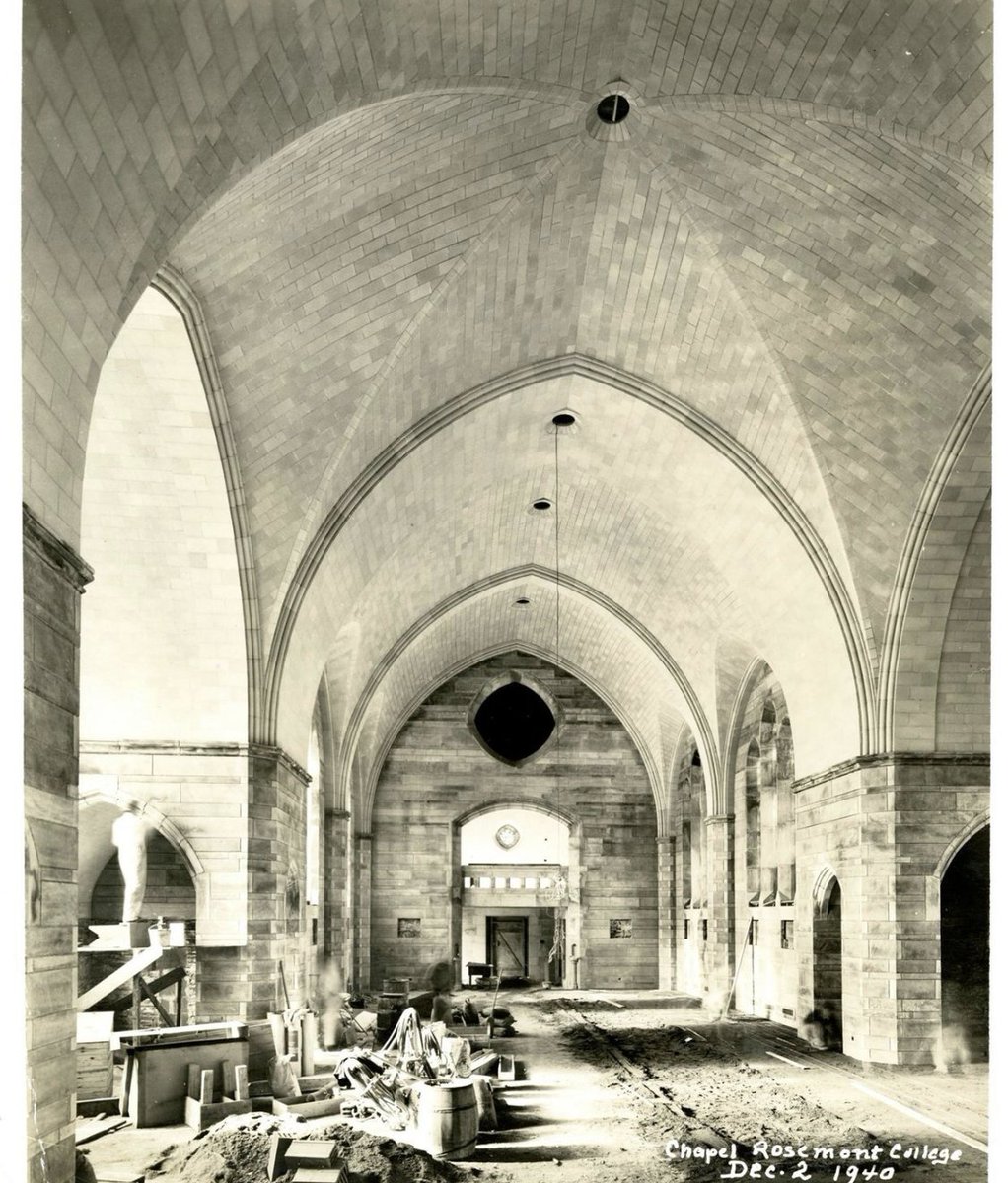 MainLineApts's tweet image. It's #FlashbackFriday! Check this interior construction of the Chapel at Rosemont College from the 1940s. How cool is that!?
📸 @rosemontarchives