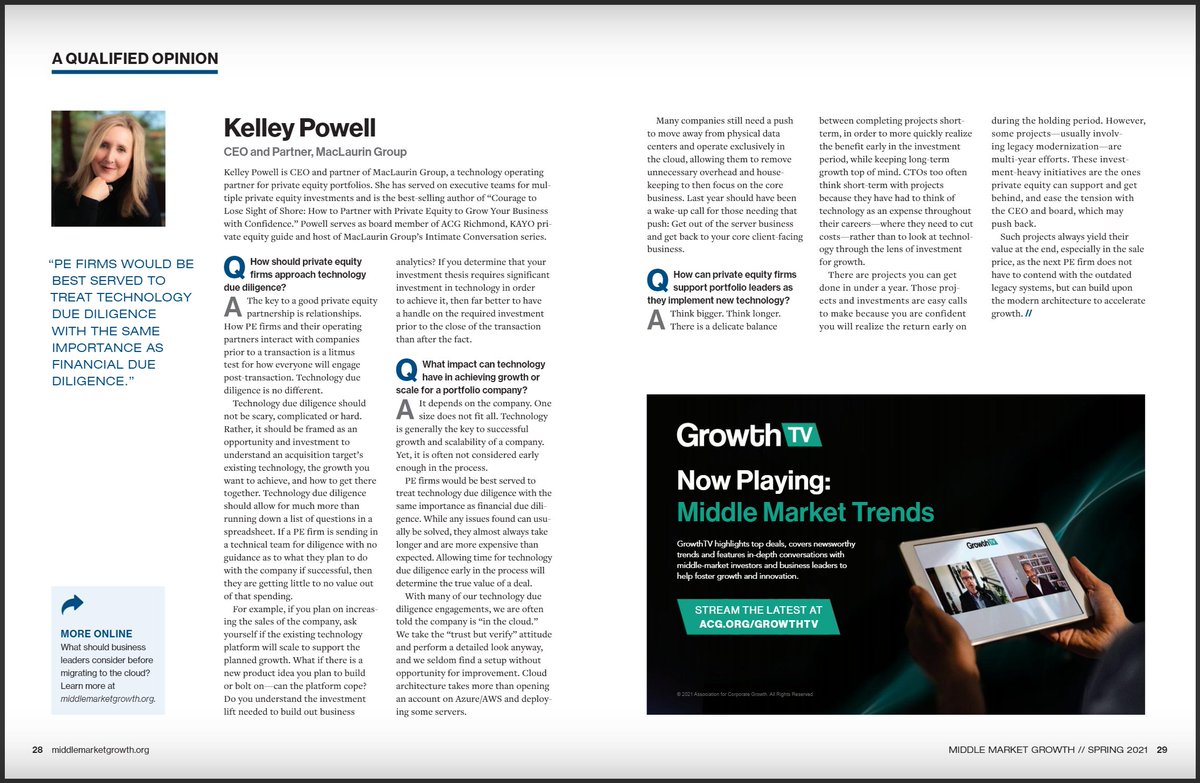 MacLaurinGroup's tweet photo. Pleased to share that the “2021 Middle Market Growth Magazine Technology” issue is out - ft. @ke11eyp

Thank you to @ACGGlobal for bringing together leading voices to remind us that we all should be thinking about how to leverage tech for our investments. 
https://t.co/7ml5Z2HB5F https://t.co/zuBIAQDc1s