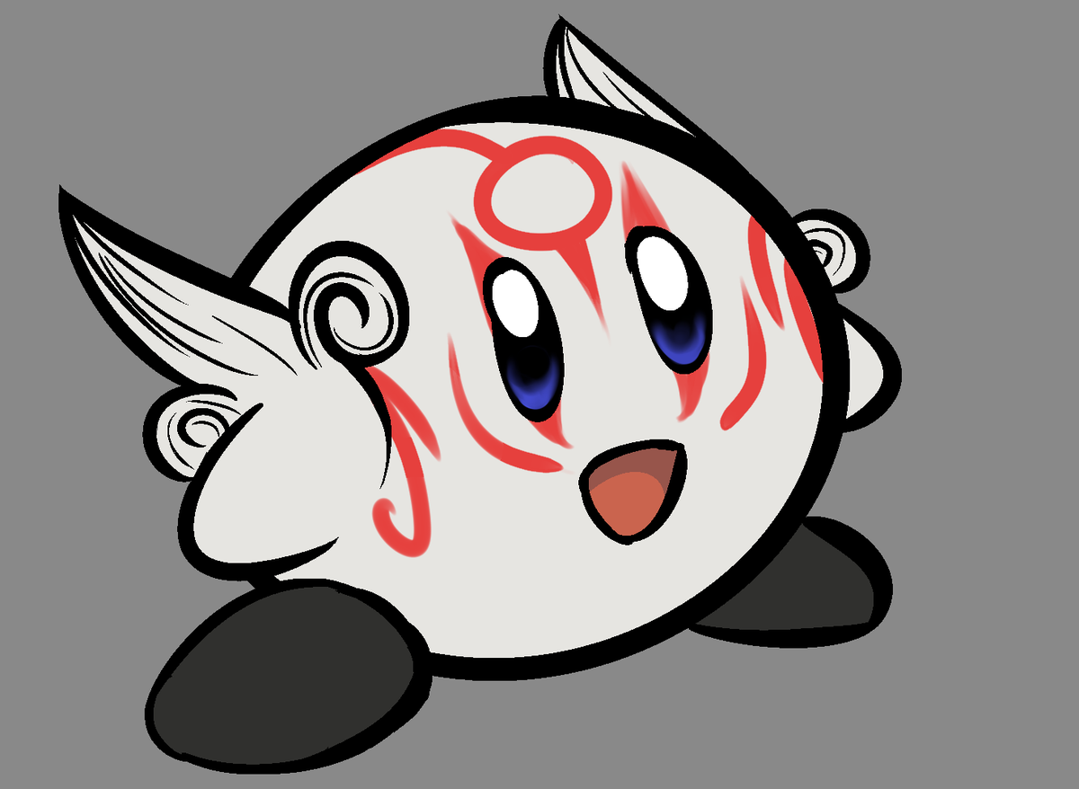 Wyviryn's tweet photo. Kirby but with Amaterasu powers https://t.co/sbWZtf3rGZ