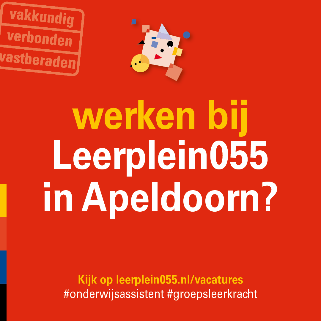 Leerplein055 heeft vacatures op meerdere openbare basisscholen in Apeldoorn voor groepsleerkrachten, leraarondersteuners en onderwijsassistenten (0,3 – 1,0 fte).
bit.ly/3pLBUuc 

#vacature #werkeninhetonderwijs #apeldoorn #basisonderwijs #leerplein055 #openbaaronderwijs