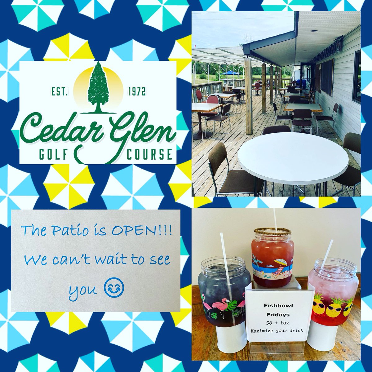 The patio is OPEN! Come on down ⛳️