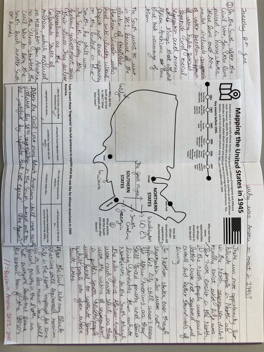 DanielD99588807's tweet photo. Got my students to map America for our first lesson on racism. Really glad I did as it properly got them to understand north/south. https://t.co/46jmiFYRgL