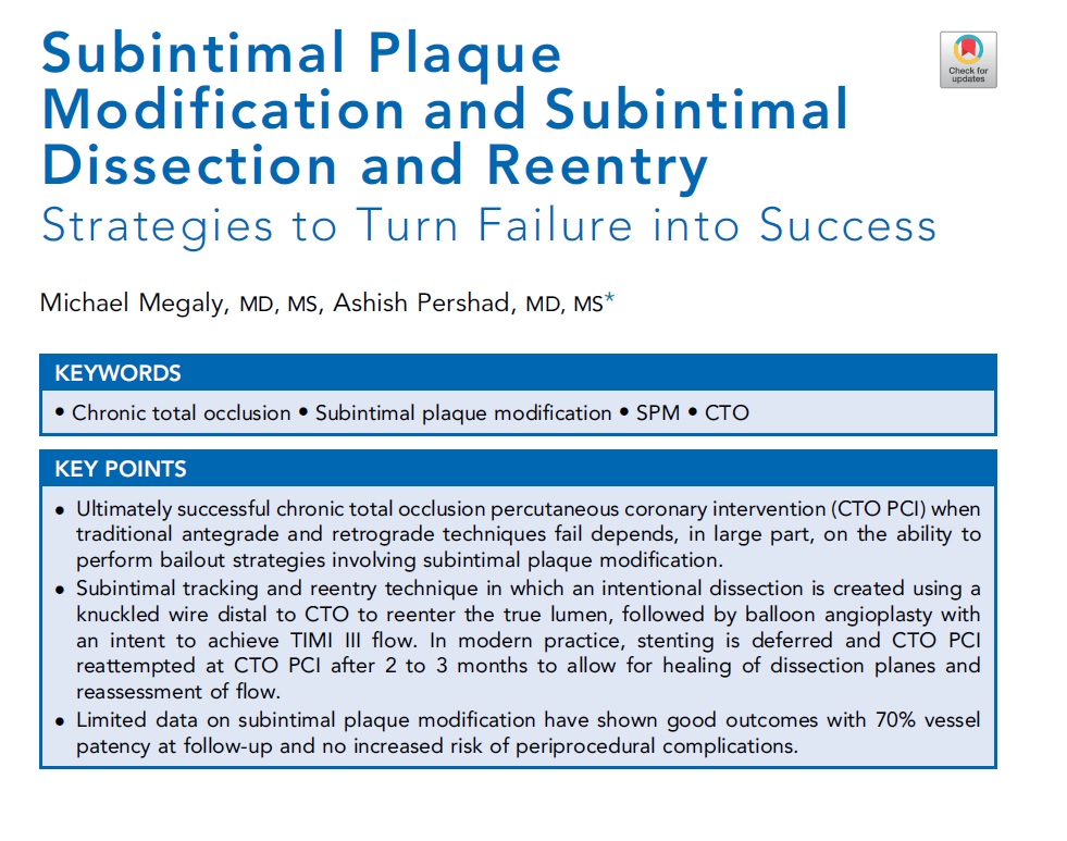 MichaelMegalyMD's tweet photo. #Subintimal #Plaque #Modification is progressively used in #CTO #PCI.
I am honored to write the step-by-step approach in the #SPM chapter with @AshishPershad in one of the best CTO PCI books by @KateKearney4 and @DrBillLombardi.
https://t.co/ha8MmXiBvo
#cardiotwitter #PCIcase https://t.co/hIIifZIaG9