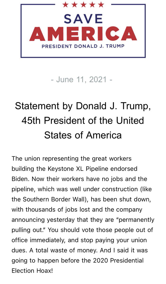 RSBNetwork's tweet image. Statement by Donald J. Trump, 45th President of the United States of America