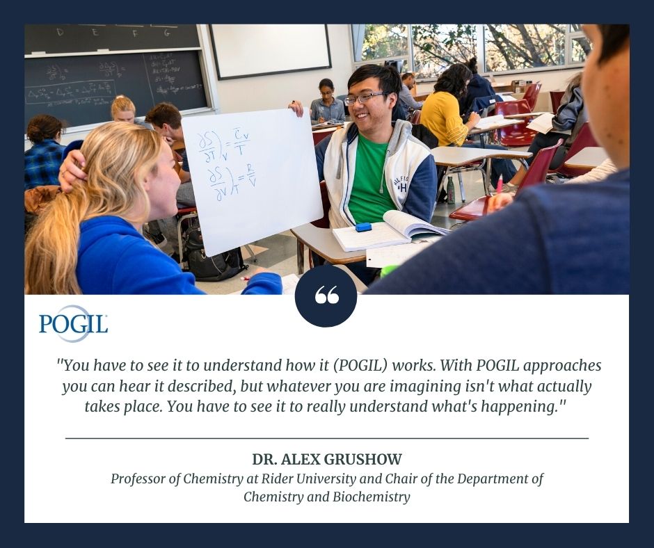POGILproject's tweet photo. Dr. Alex Grushow sheds perspective on POGIL pedagogy in an interview with Executive Director Richard Moog, Ph.D. Listen to the full POGIL Podcast episode here: https://t.co/BbZT9DFU7u https://t.co/jneZ0LKS3Y