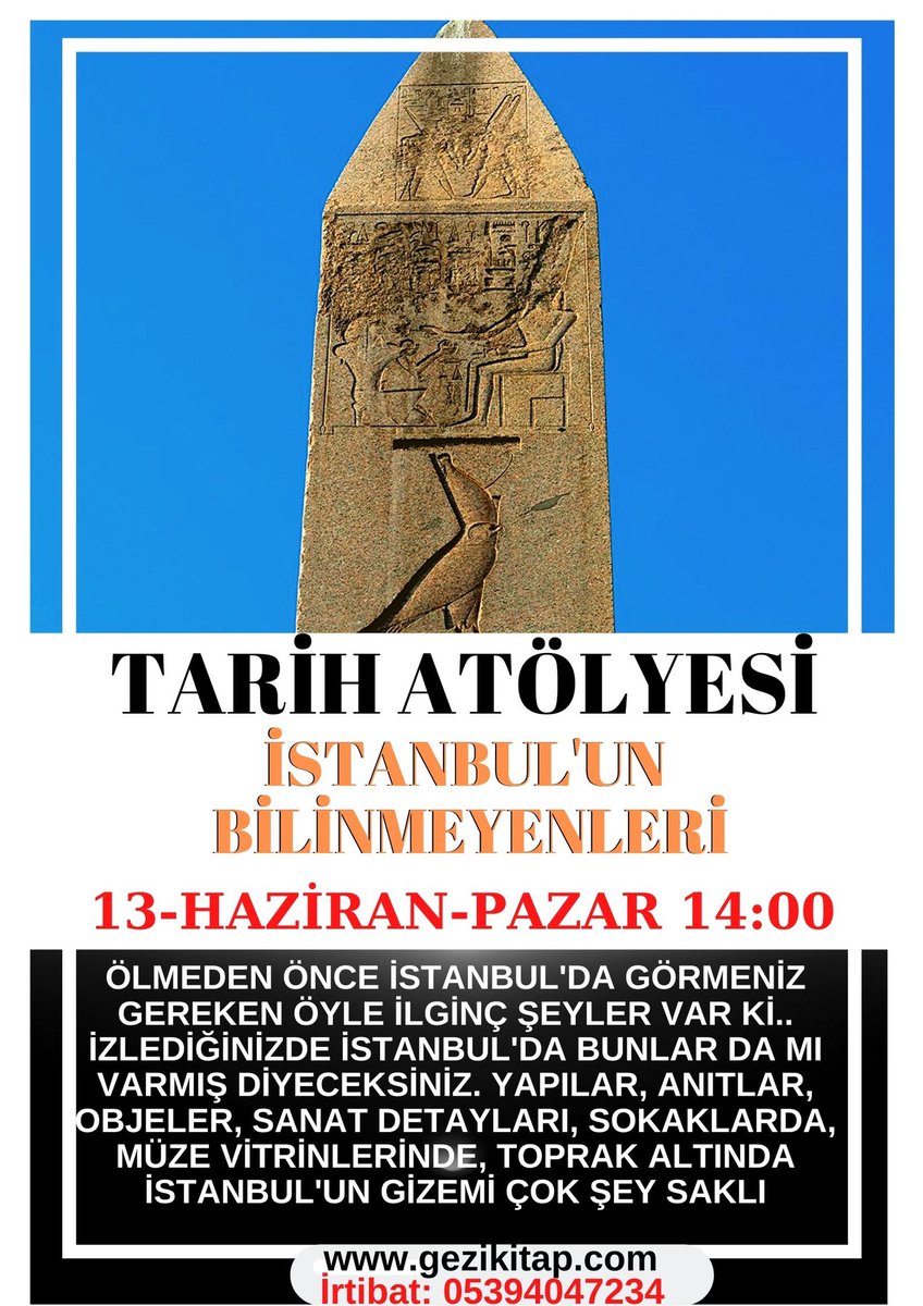 Yeryüzünde en çok bilinmeyeni olan şehir İstanbul. Bu pazar tarih atölyesinde İstanbul’un gözlerden saklı gerçeklerini konuşacağız. Bu şehirde bunlar da mı varmış diyeceksiniz. İster Pazar 14:00 de canlı İzleyin, ister sonrasında defalarca izleyin. 👉 gezikitap.com/tarih-atolyesi…