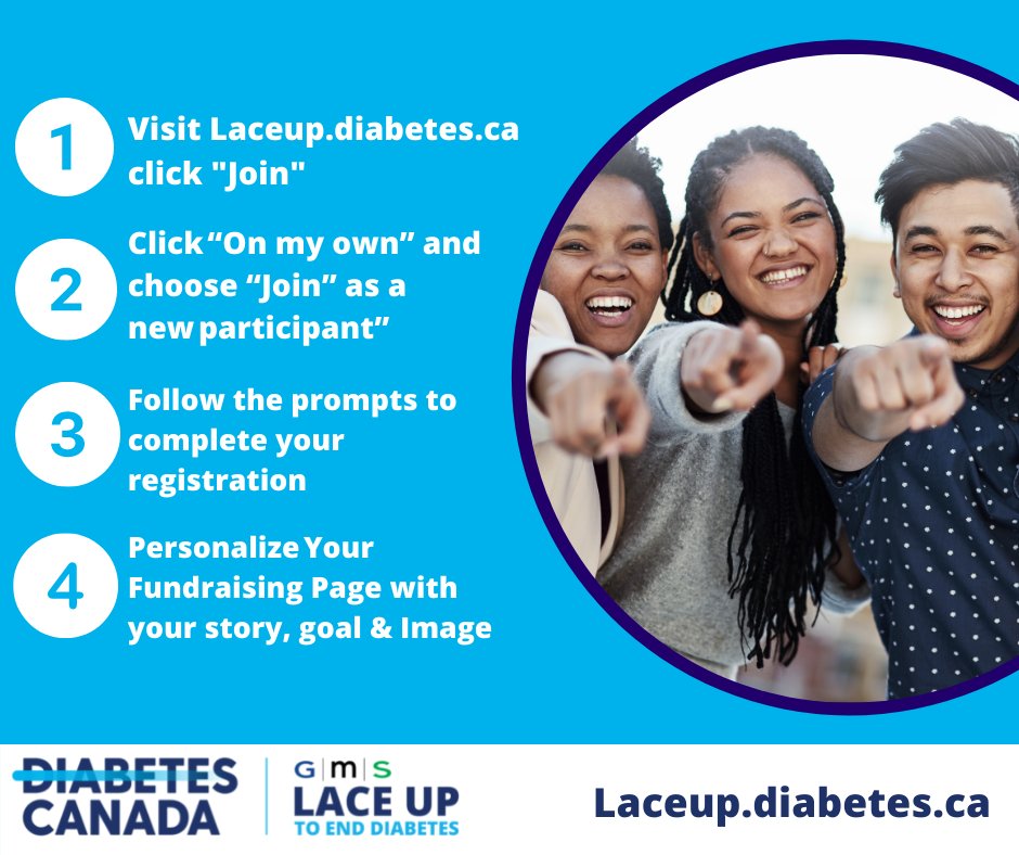 Have you joined Lace Up to End Diabetes yet?   
Join Canadians across country as they Lace Up to End Diabetes. Walk, run, ride, and dance or move your kilometeres any way you choose! 

Ready to Join? It’s easy!  

crm2.diabetes.ca/site/SPageNavi…  

#LetsEndDiabetes #LaceUp10K