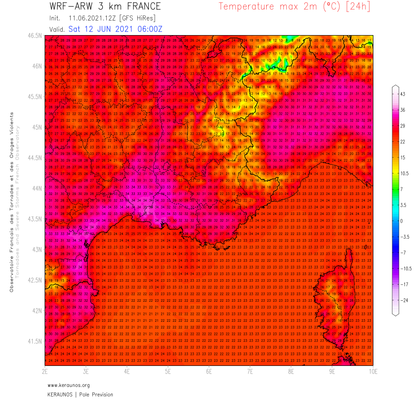 Plus de 34°C à #Nîmes ce vendredi, il fera 1 ou 2°C de plus demain avec jusqu'à 36°C possibles en basse vallée du Rhône. 