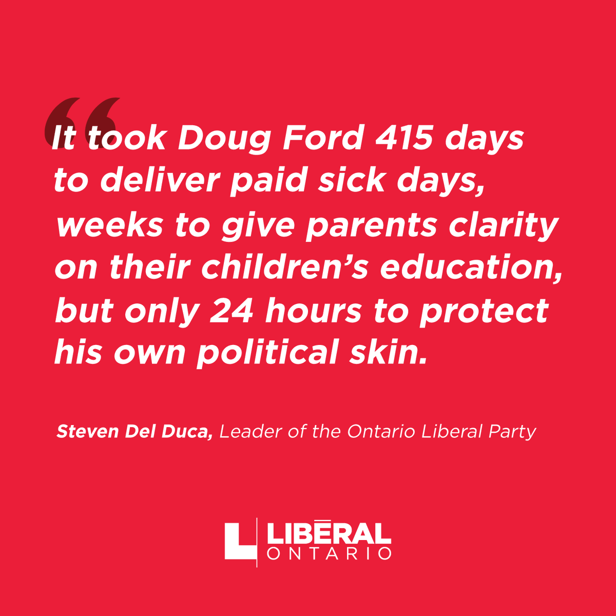 StevenDelDuca's tweet photo. The reckless and dangerous decision by Doug Ford to invoke the notwithstanding clause is a desperate attempt to silence his critics. #onpoli https://t.co/Xck7PT87X3