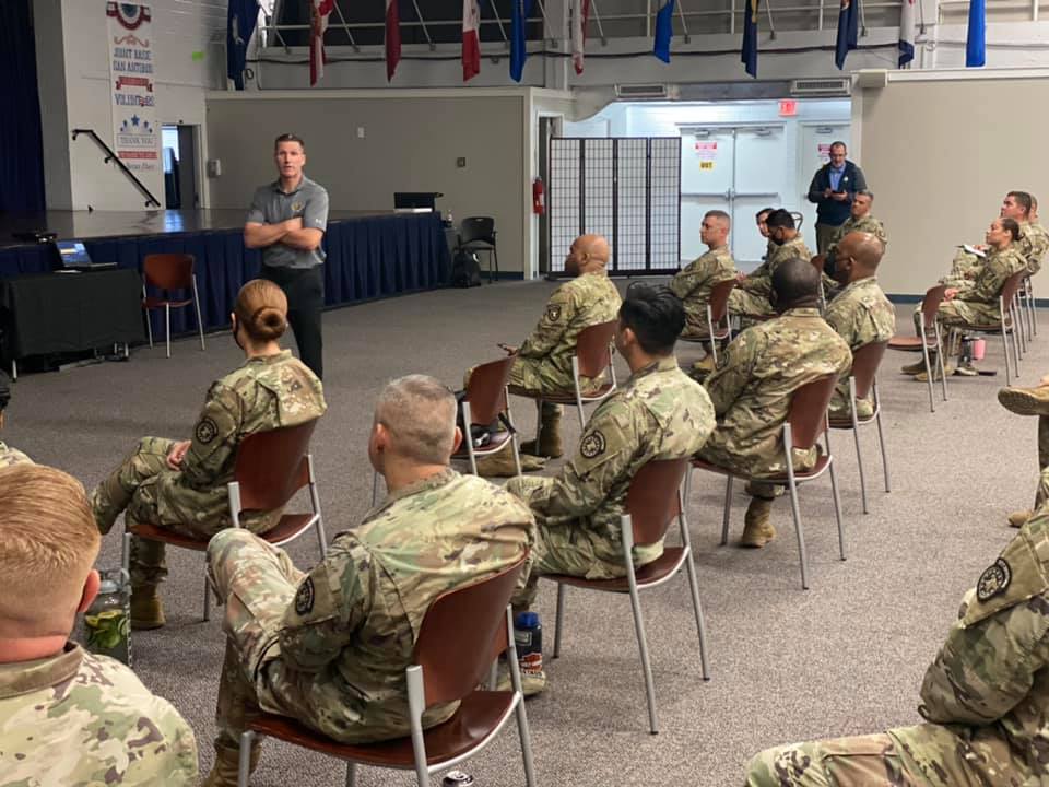 5thRecruiting's tweet photo. The #5thBrigade HHC conducted their first quarterly Alamo Warrior Week and hosted SMA (R) Dailey as part of their professional development training week. First sergeants from throughout the brigade dialed in to listen to @15thSMA Dailey discuss #leadership and the new OML system. https://t.co/62I8U4mdmR