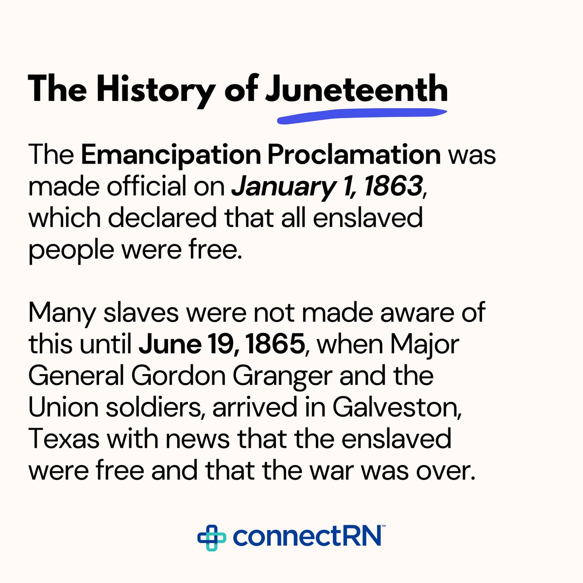 connectrnapp's tweet photo. Juneteenth is officially 8 days away! With the holiday approaching, we thought it would be helpful to educate our community on the history and significance of #Juneteenth! #Juneteenth2021 #connectrn https://t.co/MhNB3P8kmK