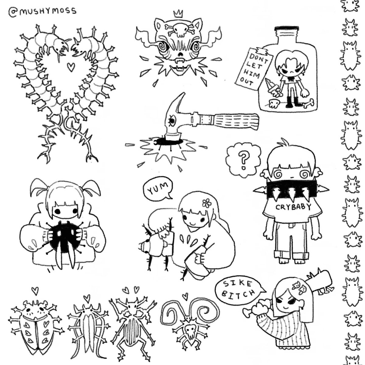 Sketched out some tattoos you can have for free 💕 (1/2) 