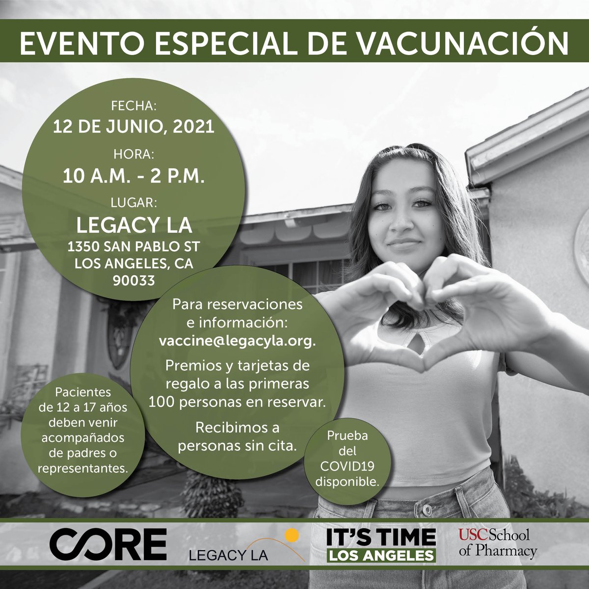 WANT TO WIN 💰 💸 ⁉️ 
The first 100 people to RSVP for <a href="/LegacyLA/">Legacy LA</a>'s Vaccine Pop Up Event on June 12th from 10 AM-2 PM will WIN $25 to spend at vendors like Starbucks &amp; MORE! 🏆💉 
Register: redcap.link/USCPharmacyLeg… 
For more info, email vaccine@legacyla.org #itstimelosangeles ⏰