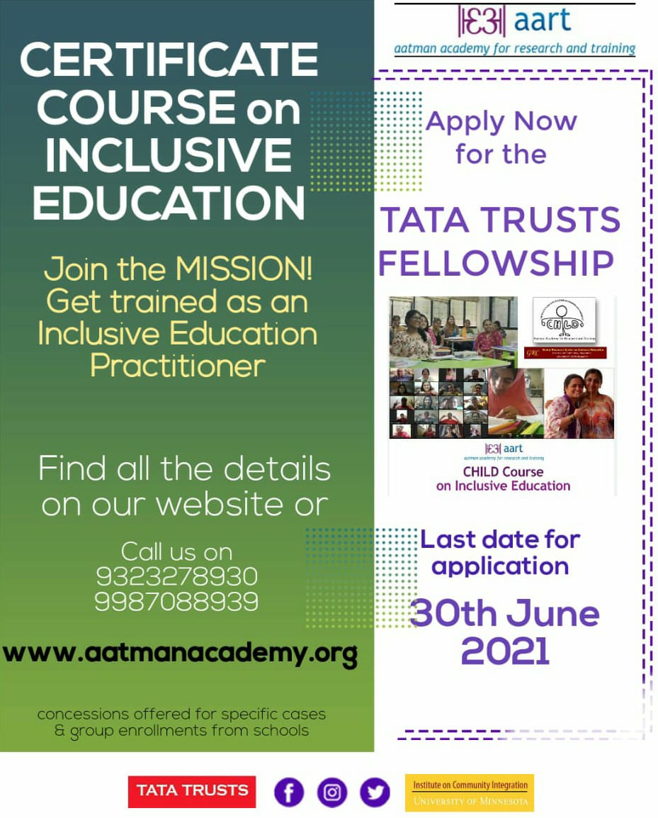 Our mission is to make every classroom in India l inclusive 
'One child, one teacher, one school at a time.'

No child should be excluded or even feel that way.

Join the MISSION. Become an INCLUSIVE EDUCATION PRACTITIONER!

aatmanacademy.org/child/about-ch…