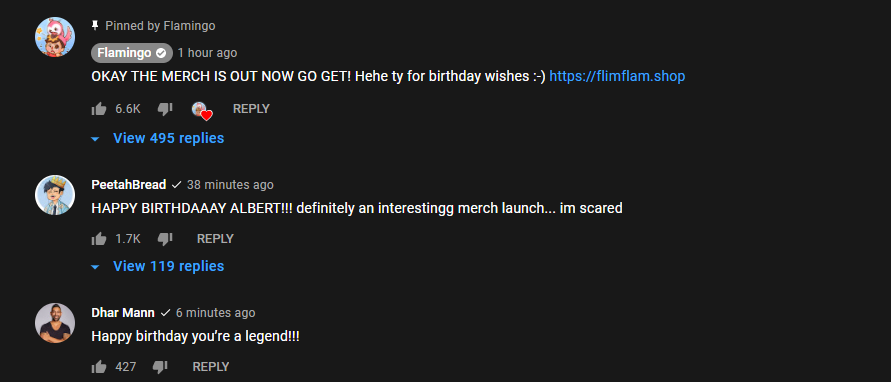 HeyMoment's tweet photo. @AlbertsStuff hey the real dhar man commented on your merch vid LOL https://t.co/kAhP682e2F