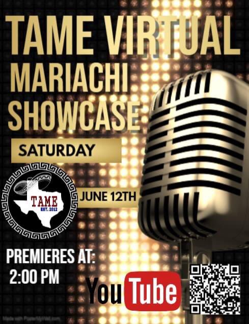 Join us for our TAME Virtual Mariachi Showcase, THIS SATURDAY, June 12 at 2:00 pm! Follow the QR Code on the flyer, or join us directly on our YouTube Channel using this link: youtube.com/channel/UCOPoI…