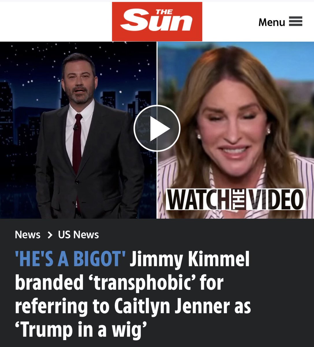 Caitlyn_Jenner's tweet photo. Last night @jimmykimmel called me Donald Trump with a wig. He obviously believes that trans women are simply men with wigs on. Where is the outrage from the left or LGBT community? Being WOKE must be optional if you are a Democrat. https://t.co/1PITkYE01w