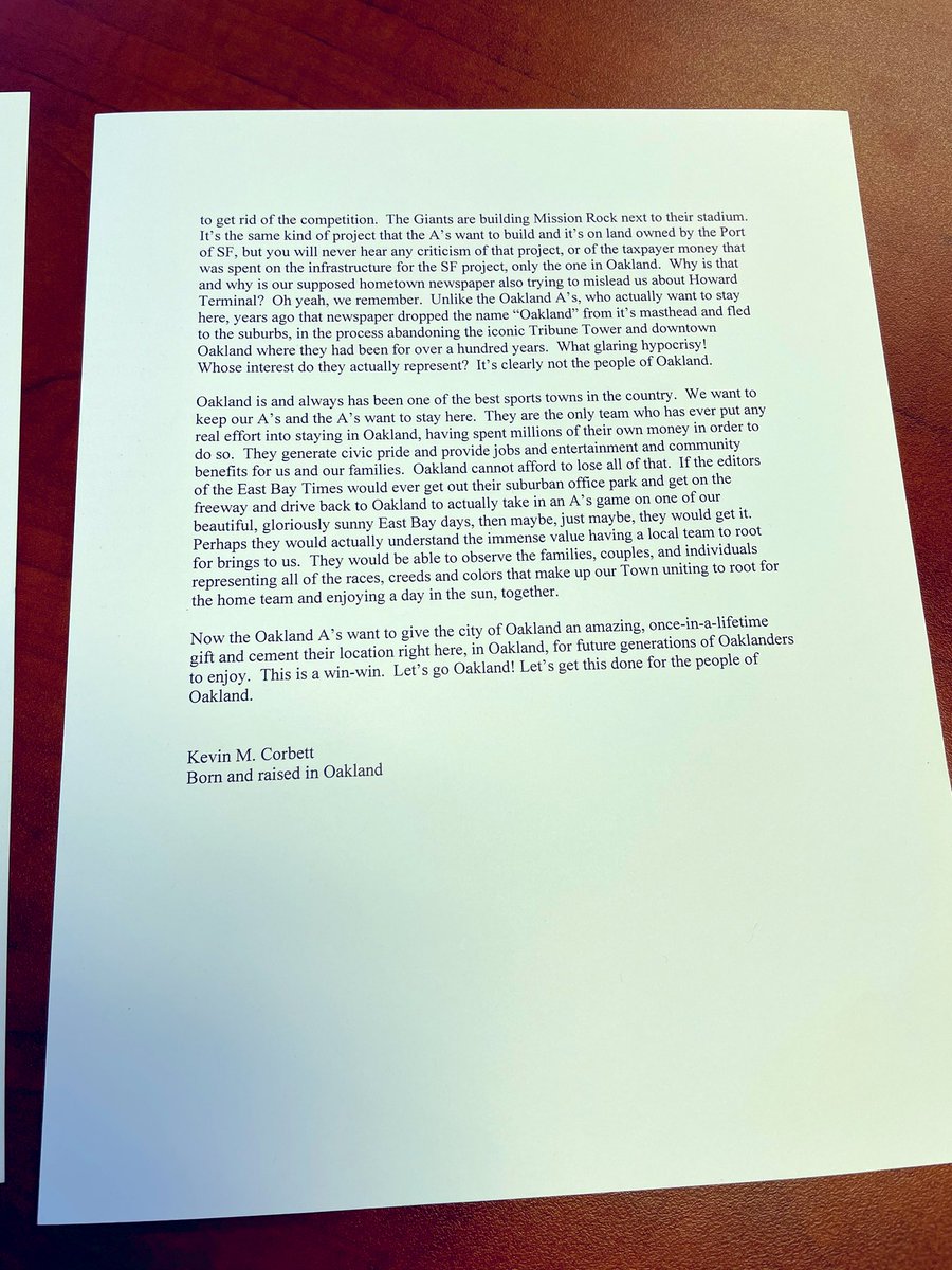 DaveKaval's tweet photo. I received this op-ed from a lifelong Oakland resident after it was rejected for publication by the East Bay Times @EastBayTimes Too bad there is no longer an Oakland newspaper… Howard or Bust! Vote 🗳 YES 7/20 on @Athletics Waterfront Ballpark Plan https://t.co/7EG4sMJTcI