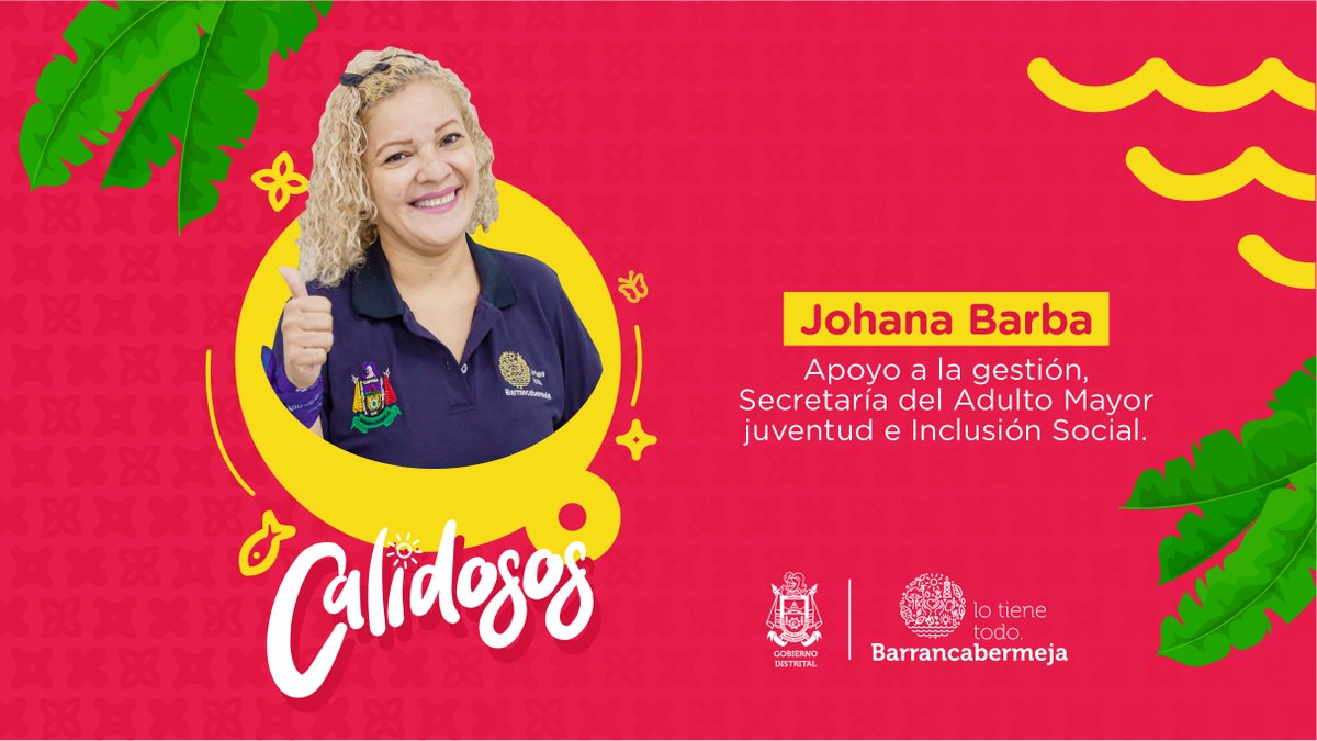 alcaldiabarranc's tweet photo. "Hacer parte de la Administración Distrital es una oportunidad para hacer las cosas bien, nuestra prioridad es el servicio a la ciudadanía, atenderlos con respeto y amor": Johana Barba, apoyo a la gestión en la Sec. del Adulto Mayor, Juventud e Inclusión Social.

#Calidosos. https://t.co/hBmwB3kbPr
