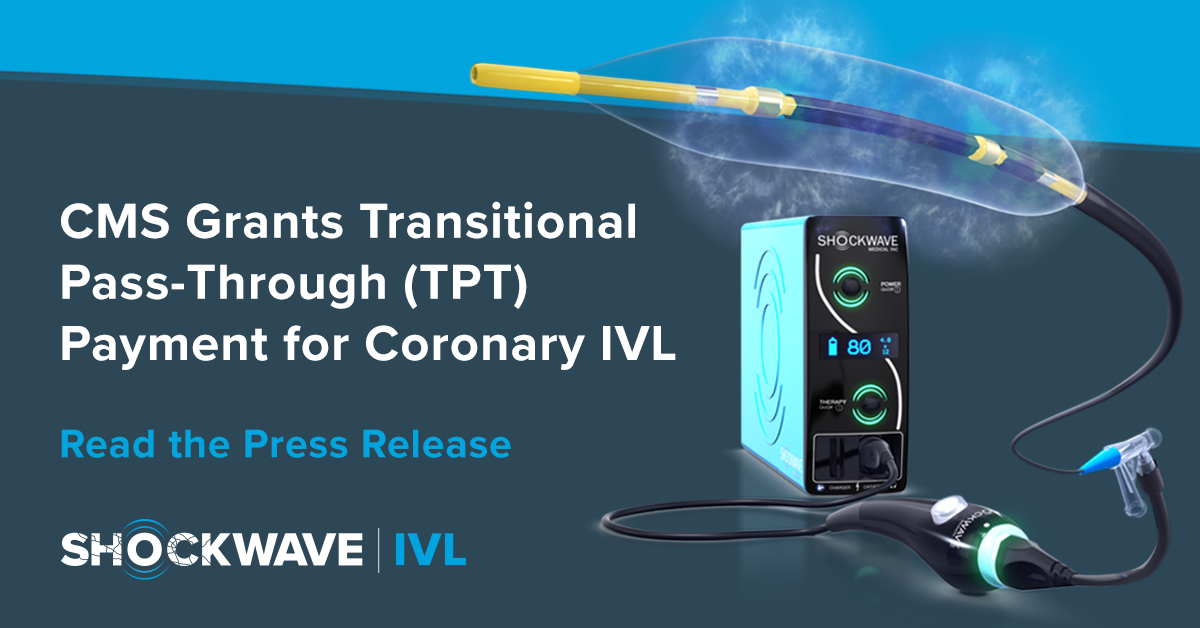 Huge news for #ShockwaveC2 and patients with complex coronary artery disease, CMS has granted Transitional Pass-Through (TPT) payment for #CoronaryIVL effective July 1, 2021. 
Read the Press Release: ir.shockwavemedical.com/news-releases/… 

ISI bit.ly/3rnUXue #CardioTwitter #CAD