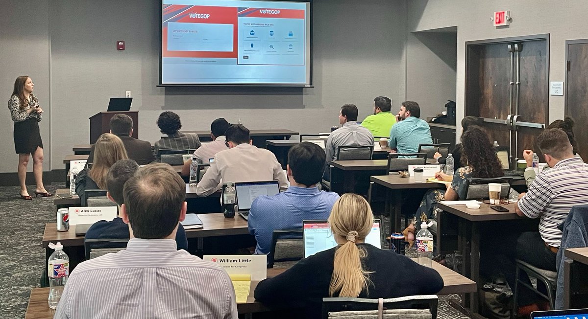 The second day of RNC/NRCC Data & Digital College is in full swing, starting with @MaddieCrick, our Digital Political Director, talking to our attendees on how they can gain an advantage through digital ads, fundraising, and list building! https://t.co/NaiE1mYOWg
