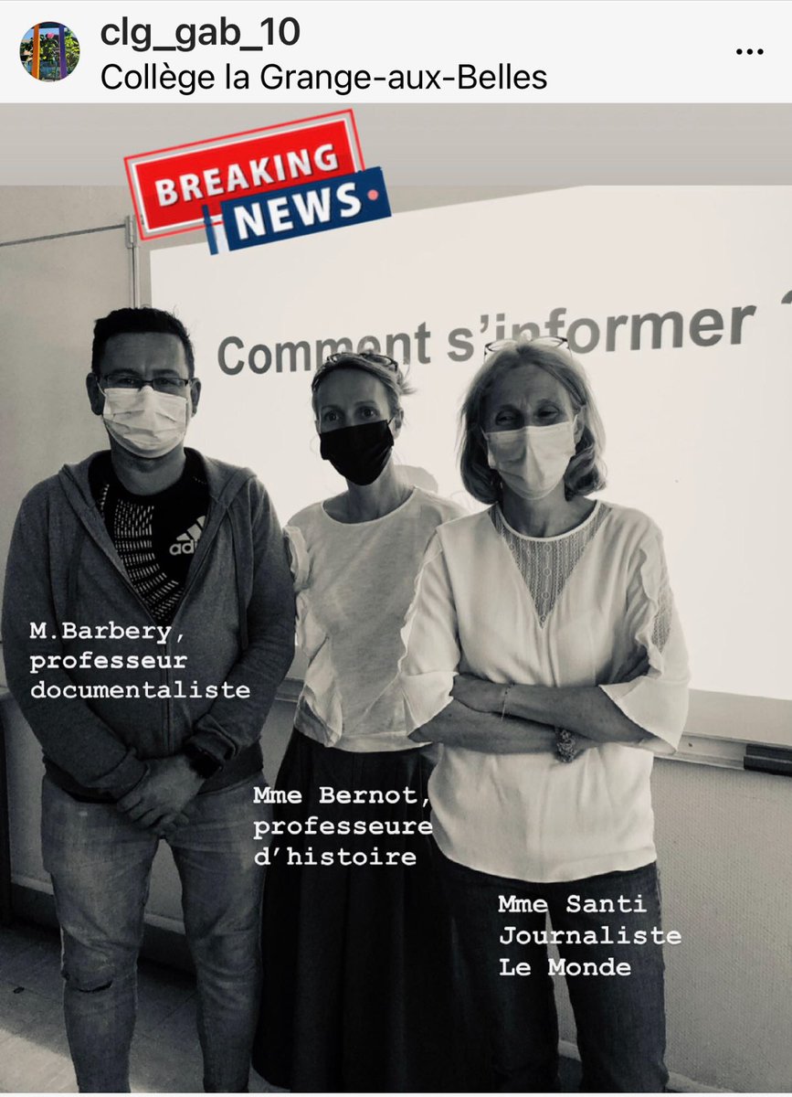 Merci à Mme Santi du journal <a href="/lemondefr/">Le Monde</a>  d'être venue mieux expliquer aux élèves du <a href="/clgGAB10/">Collège De La Grange Aux Belles 75010</a>  comment mieux s'informer 
<a href="/Mairie10Paris/">Mairie du 10e</a> 
<a href="/MaepParis/">MAEP Paris</a> 
<a href="/Academie_Paris/">Académie de Paris</a>